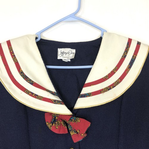 Vintage Japanese Sailor Cardigan Women’s 14 Shoulder Pads 80s - Picture 2 of 7