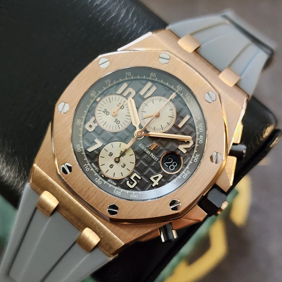MINT AUDEMARS PIGUET ROYAL OAK OFFSHORE 42MM 18K ROSE GOLD RUTHENIUM DIAL B&P - Image 4 of 4