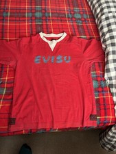 Men's Evisu Vintage T-shirt In Red Size XL with Embroidered Denim Evisu Logo