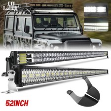 Curved 52” Led Light Bar Brackets Mounts Fits Gutter Land Rover Defender + Wire