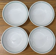 Corelle Rosemarie Cereal Soup Bowls Set of 4 Double Green Bands