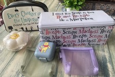 6 Storage Tins / Pill Boxes. Inc. The Bright Side. Used Good Condition.