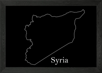 Syria glow map Framed Wall Art Poster Canvas Print Picture