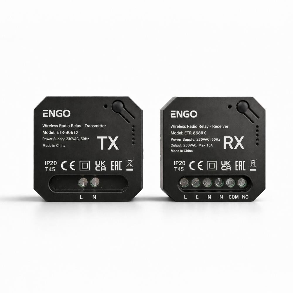 ENGO ETR-868 Wireless Relay Switch 230V AC DIN-Rail Receiver & Transmitter