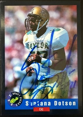 1992 Classic Draft Picks #33 RC Santana Dotson TB Bucs Baylor Autographed Card