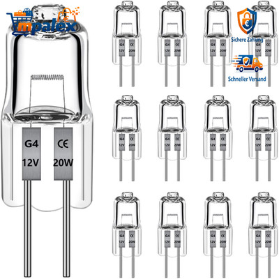 G4 Halogenlampe 20W 2700K Warmweiß 240lm 12 Stück Stiftsockel Glas