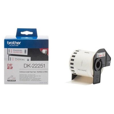 Brother DK22251 - Schwarz/Rot auf Weiß - Rolle