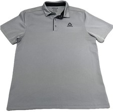 Reebok Men  s Polo Shirt M Gray Golf Short Sleeve Slim Fit Moisture Wicking