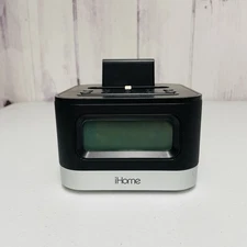 iHome iPhone Speaker Alarm Clock Charging Dock iPL8BN With Charging Plug
