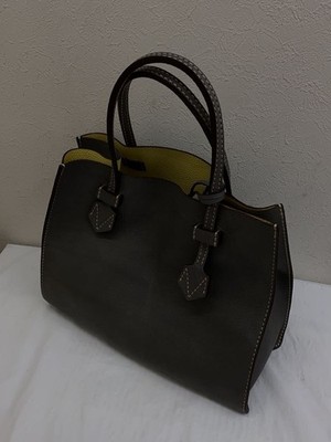 MOREAU PARIS Beuteltasche Handtasche Leder grau Unisex authentisch...