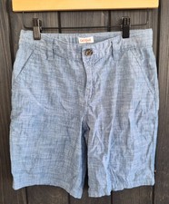 Cat Jack Boys Blue Chambray Chino Shorts Solid Pockets 12 beach travel