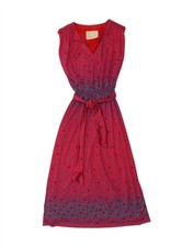 VINTAGE Womens Sleeveless A-Line Dress UK 12 Medium Red Floral DB53