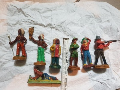 Wild West Indianer Masse alt Lot 2 DDR Spielzeug   Hopf