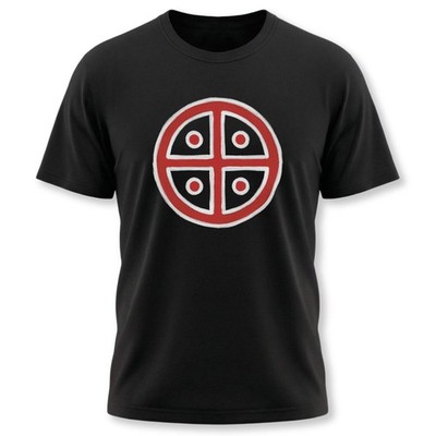 Red & White Solar Cross T-Shirt | Ancient Sun Symbol Graphic Tee Shirt