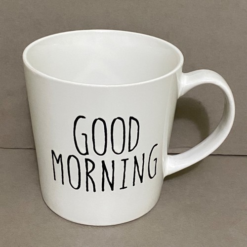 White Stoneware Mug GOOD MORNING 16 fl oz ~ Coffee or Tea ~ Excellent Condition