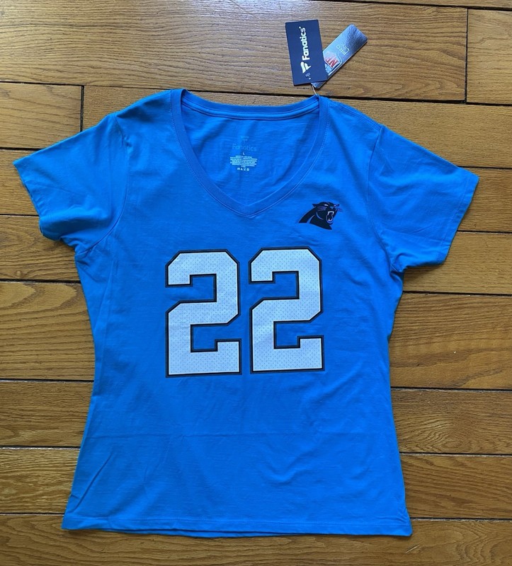 NWT Carolina Panthers Nike Women Sz L Jersey Tee NFL  Christian Mccaffrey 22 NEW