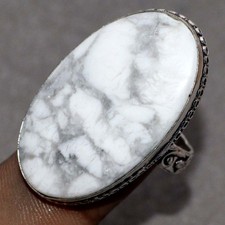 Howlite 925 Silver Plated Gemstone Handmade Ring US 9 Fashionable Jewelry MJ