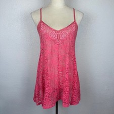 Y2K In Bloom by Jonquil Pink Lace Racerback Babydoll Chemise Nightgown Sz Med