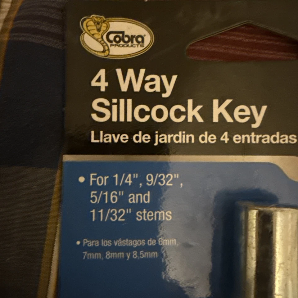 Llave de 4 vías Cobra para válvulas de grifo de agua al aire libre #2146954 6 mm, 7 mm, 8 mm, 8,5 mm Foto 2 de 4