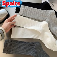5pairs Unisex Casual Plain Color Socks Fashion Versatile Socks Breathable Co