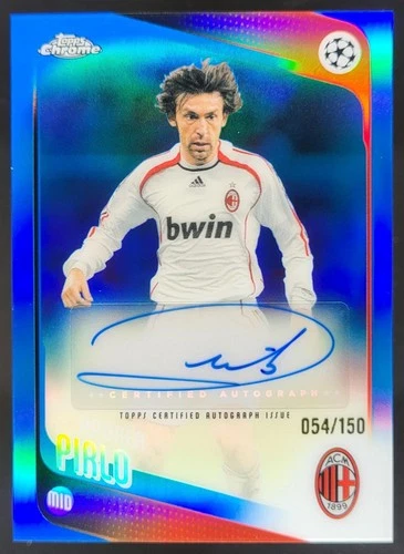 2025-26 Topps Chrome UEFA Club Competitions Andrea Pirlo Auto Blue /150 MG3