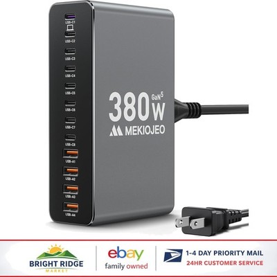 Aluminum 380W Charging Station with Multiple Ports for Quick Device Connectivity