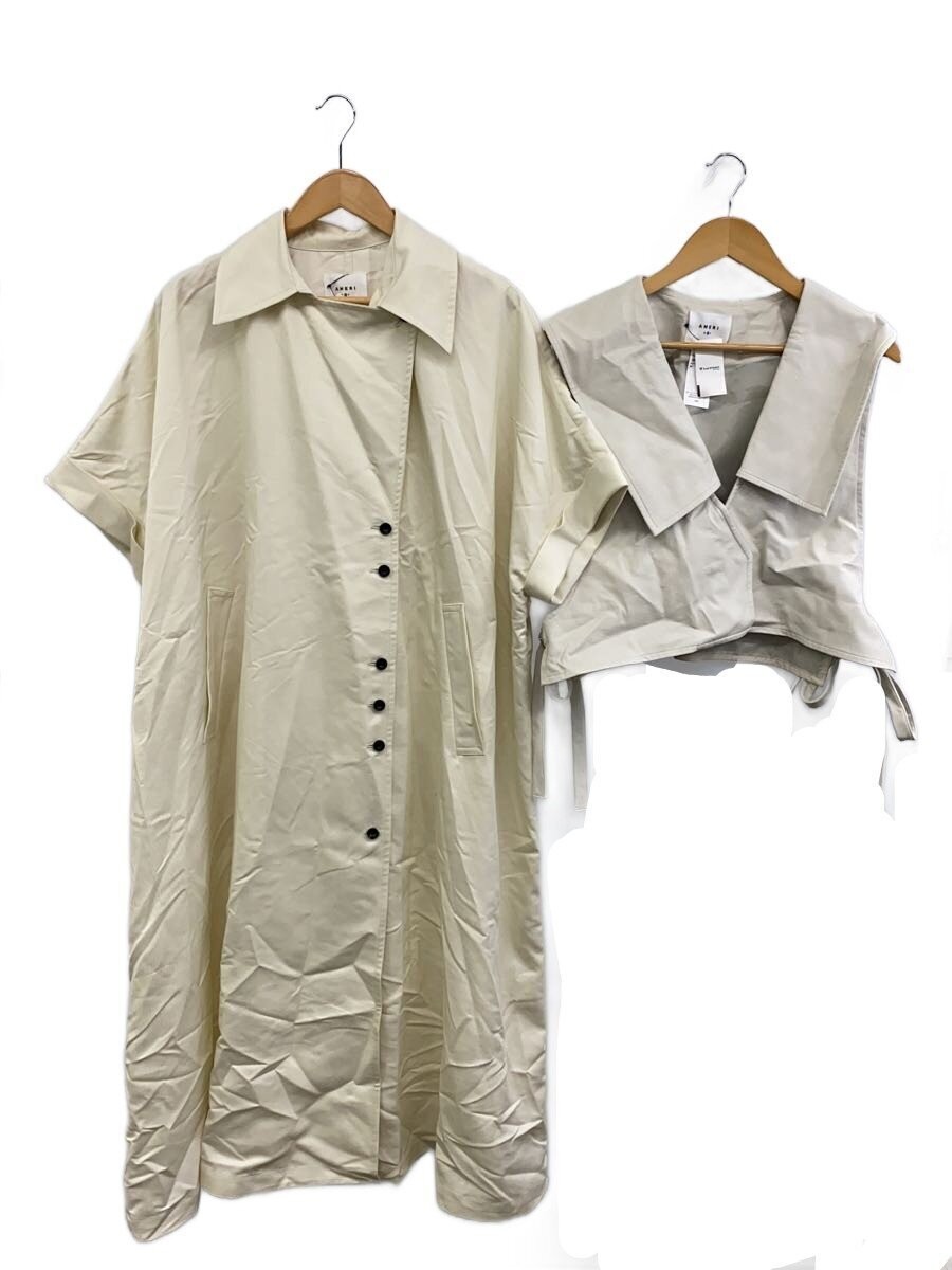 AMERI Trench Coat M Polyester Gray Classic Style … - image 1
