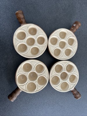 4 Teller Schneckenpfanne 6 Loch Steinzeug Keramik