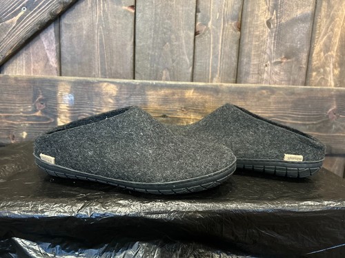 Glerups Slip-On Black Wool Slipper with Black Rubber Bottom - EU Size 41 - Picture 2 of 5