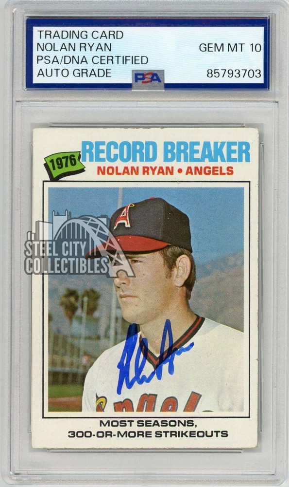 Nolan Ryan 1977 Topps Record Breaker Autograph Card #234 PSA/DNA 10