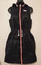 Hunter Target Windbreaker Nylon Dress Hooded Full Zip Cinch Waist Sz Small Black