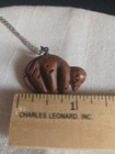 Vintage Handcarved Sloth Necklace With Silvertone  Chain  — photo 3
