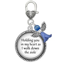 Something Blue Angel Charm for Bride on Wedding Day in my Heart as I Walk Down t
