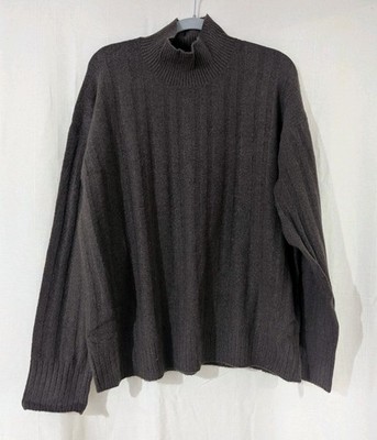 J. CREW gerippter Pullover mit Mockneck aus superweichem Garn BM209 schokobraun Größe 2XL