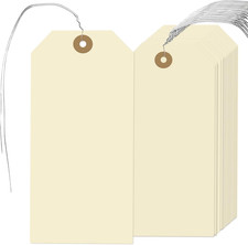 200 Pcs Manila Shipping Tags with Wire Attached, 4 3/4 X 2 3/8 Inches Label Hang