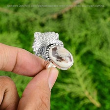 Valentines Sale Natural Peanut Wood Jasper Multi Stone Ring Jewelry 925 Silver