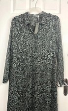 New With Tags Mint Velvet Womens Green & Black Long Sleeve Midi Dress Size 16 uk