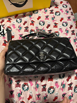 Marc Jacobs Black Quilted Top Handle Crossbody Detachable Chain Strap Turn Lock