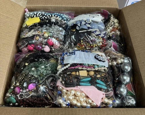21lbs+ Lot of Vintage to Now WEARABLE Mixed Costume Jewelry Box Bulk Resale #2!