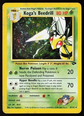 2000 Pokemon Gym Challenge Koga's Beedrill Holo Rare 9/132 MP