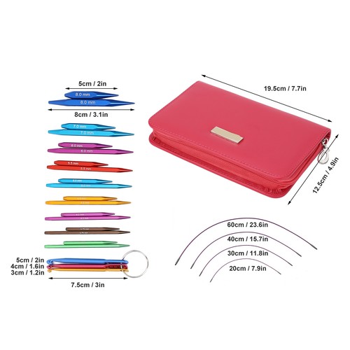 Square Sleeve Needle Knitting Needle Set Stable Grip With 4 Cables For Household - Picture 10 of 12