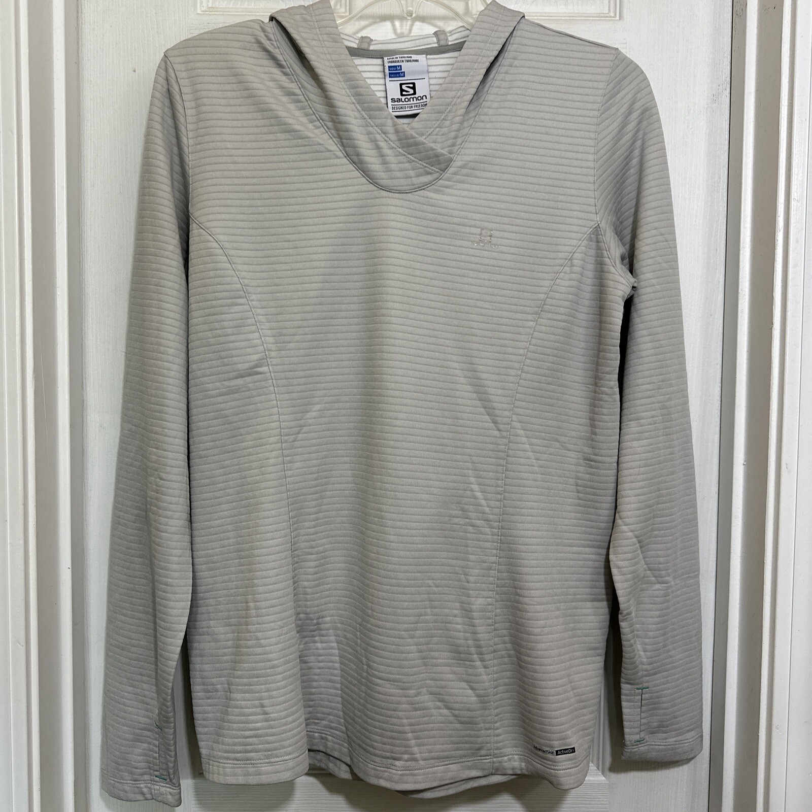 Salomon Running Felpa con Cappuccio Advanced Skin Active Dry Grigio Donna M Fori Pollice