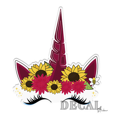 Sunflower Unicorn Lashes Summer Vinyl Decal Sticker Indoor Outdoor 4 Sizes