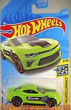 2019 Hot Wheels #26 HW Speed Graphics 3/10 '18 CAMARO SS Green w/Black MC5 Spoke