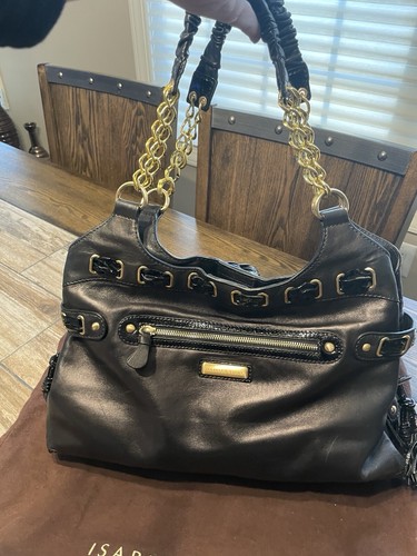 ISABELLA FIORE BLACK LEATHER PINCH CELINE SHOULDER BAG - Picture 2 of 6
