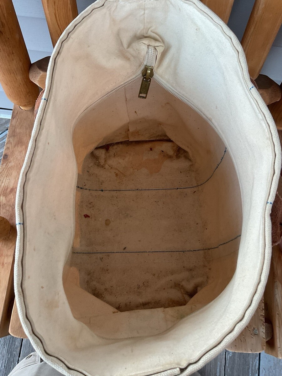 Vintage 1980s LL Bean boat and tote Canvas Leather Handles Vintage 1980s LL Bean boat and tote Canvas Leather Handles