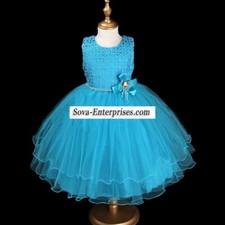 Blue Lace Rhinestones Flower Girl Party Wedding Pageant Dress, Size 6 - 24611