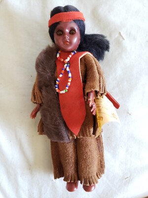Vtg Carlson Doll Cheyenne Chief A815 Indian Girl  8'' USA Open/closed Eyes 