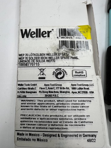 Weller Tools OEM WEP 70 - Soldering Iron 70W 120V 450°C For WE1010 - Picture 2 of 8