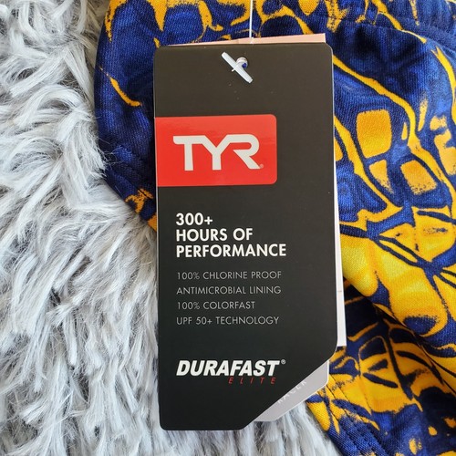 24 TYR Swim Trunks Boys DuraFast Elite Plexus Navy Blue Gold MSRP $45 NEW - Picture 6 of 9
